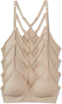 Kalon Women’s 4 Pack Racerback Sports Bralette Seamless Wireless Comfort Bra