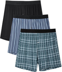 DAVID ARCHY Mens Underwear Bamboo Rayon Boxers for Men Breathable and Cool Men's Boxer Shorts with Button Fly 3 or 5 Pack