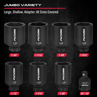 29-Piece 1/2" Drive Impact Socket Set, SAE (3/8 to 1 inch) and Metric (10-24mm) Sizes with Extension Bars Standard Deep Socket Set CR-V Material High Durability Impact Wrench