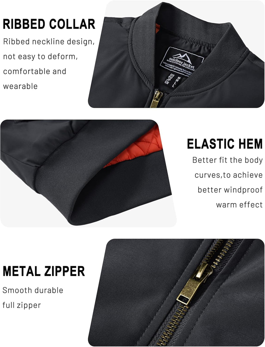 7DAY'S Men's Jackets-Bomber Jacket Fall Winter Warm Windbreaker Full Zip Casual Padded Coats