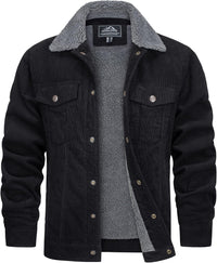 7DAY'S Men's Corduroy Jacket Fleece Sherpa Lined Winter Coats Warm Cotton Casual Trucker Cargo Jacket with Multi Pockets