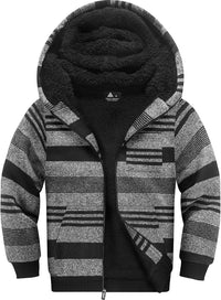 SWISSWELL Hooded Jacket for Boys Full Zip Ultra Soft Sherpa Fleece Hoodie Sweatshirt for Kids School Hooded Outerwear