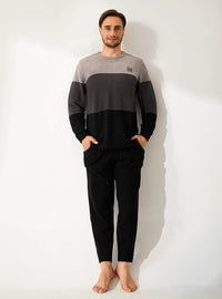 DAVID ARCHY Mens Pajamas Set Ultra-Soft Fleece Pajamas Warm Sleepwear Long Sleeve Lounge Set with Pockets