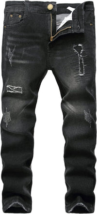 Boy's Skinny Fit Ripped Destroyed Distressed Stretch Slim Jeans Pants