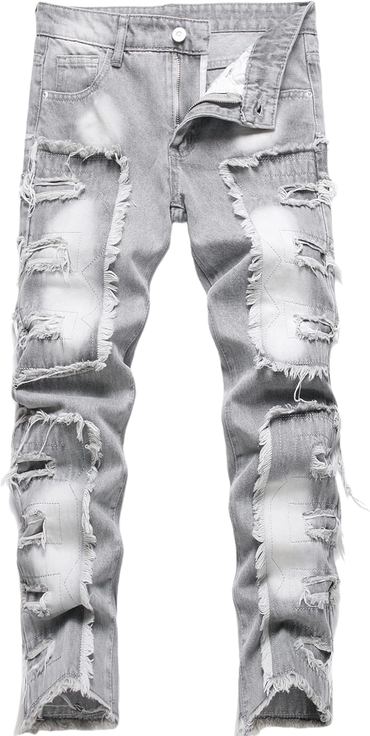 FREDD MARSHALL Boy's Skinny Fit Ripped Destroyed Distressed Fashion Kids Denim Jeans Pants