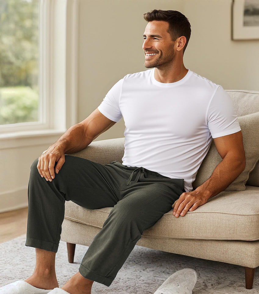 DAVID ARCHY Mens Pajama Pants Bamboo Rayon Lightweight Knit Sleep Bottoms, Soft Lounge Pants with Pockets PJs, 2 Pack