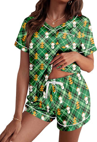 Ekouaer Silk Pajama for Women Short Sleeve Satin Pj Set Two Piece Soft Sleepwear Loungewear S-XXL