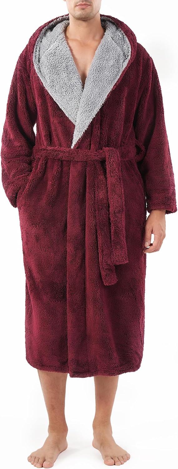 DAVID ARCHY Men's Soft Fleece Plush Robe Full Length Long Bathrobe