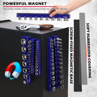 Magnetic Socket Holder Organizer Set: 6-Piece Detachable 1/2 3/8 1/4 Drive Sockets Storage Tray Magnetic Socket Organizer Tool Box Drawer Tool Box Organizers Storage Metric SAE (Sockets Not Included)