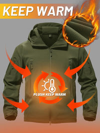 7DAY'S Men's Special Ops Military Tactical Soft Shell Winter Warm Fleece Lined Jacket Rain Hood Coat Hiking Snowboard