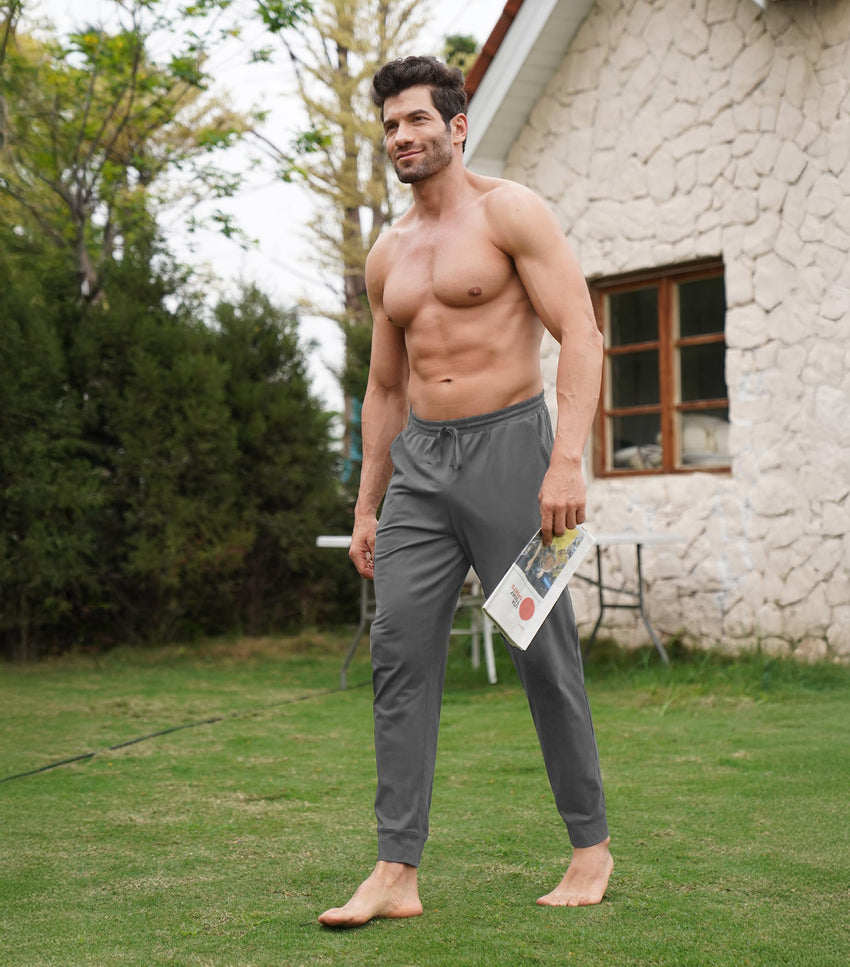 DAVID ARCHY Men's Pajama Pants Cotton Bottoms Soft Lightweight Loungewear with Drawstring and Pockets 2 Pack