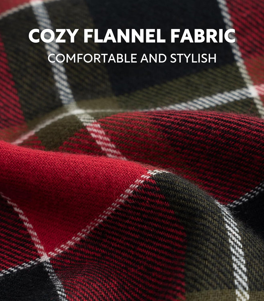 DAVID ARCHY Men's Flannel Pajama Pants, Soft & Cozy Cotton Pajama Pants, Lightweight Plaid Pants for Men with Pockets 2-Pack