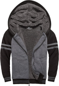 SWISSWELL Hooded Jacket for Boys Full Zip Ultra Soft Sherpa Fleece Hoodie Sweatshirt for Kids School Hooded Outerwear