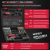 Thread Repair Thread Chaser Tool Set - 49PCS Thread Cleaner Rethreading Master Kit Metric SAE Bolt Restorer File Nut Rethreader Automotive Wheel Stud Spark Plug Engine Standard Screw Threading UNC UNF