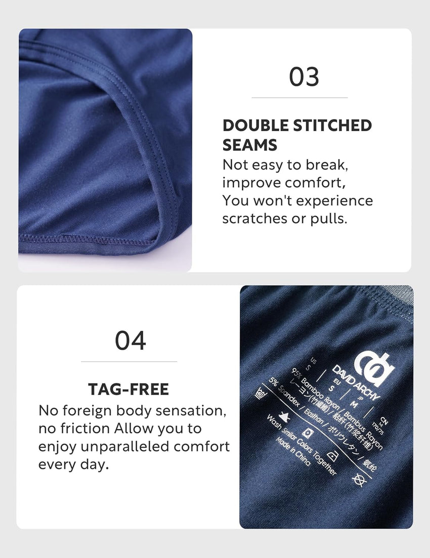 DAVID ARCHY Men's Briefs Modal No Fly Underwear Support Pouch Soft Comfort Briefs for Men 4 Pack