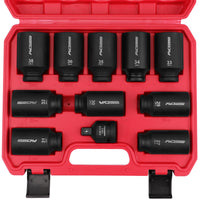 29-Piece 1/2" Drive Impact Socket Set, SAE (3/8 to 1 inch) and Metric (10-24mm) Sizes with Extension Bars Standard Deep Socket Set CR-V Material High Durability Impact Wrench