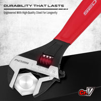 Adjustable Wrench Set Pipe Spanner: 6" 8" 10" Wide Jaw Black Oxide Wrench With Cushion Grip, Laser Marked Metric & SAE Scales, CR-V Steel for Professional