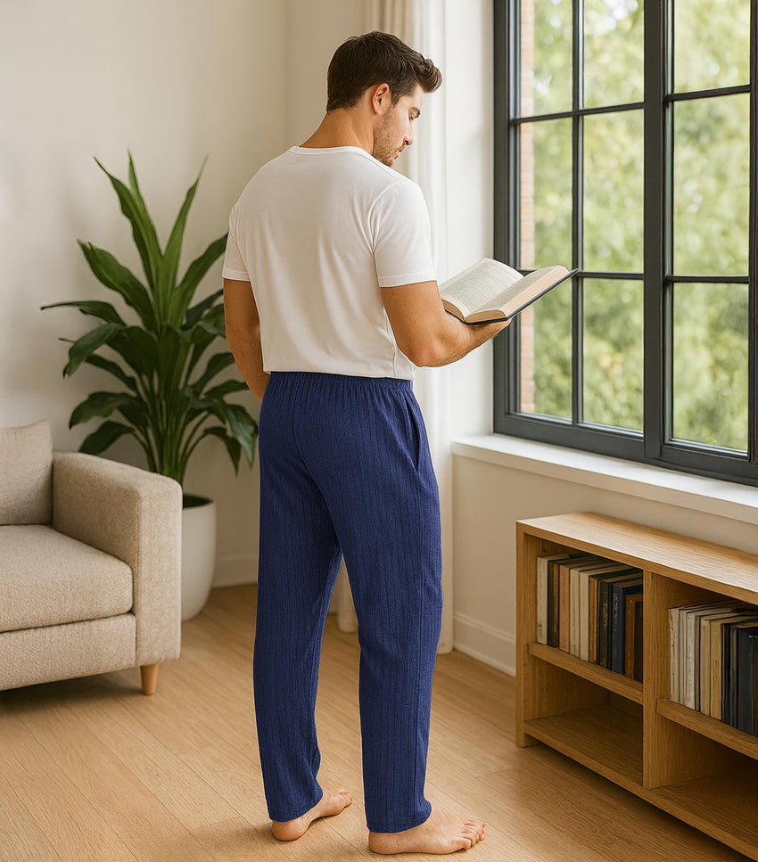 DAVID ARCHY Mens Pajama Pants Bamboo Rayon Lightweight Knit Sleep Bottoms, Soft Lounge Pants with Pockets PJs, 2 Pack