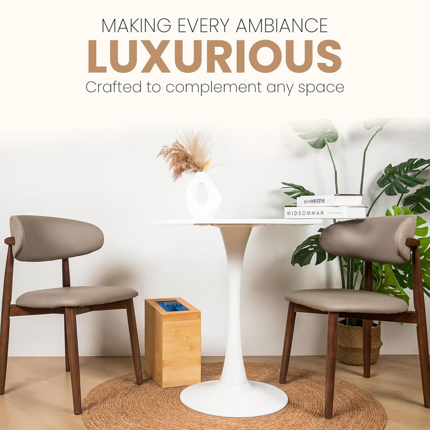 Bamboo Wooden Trash bin with Bin Liner Built-in Frame and Premium Lid - Rectangular Waste Basket with Bin Liners for Bathroom, Bedroom, Living Room, Kitchen, Office, Vanity, Salon or Spa