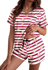 Ekouaer Silk Pajama for Women Short Sleeve Satin Pj Set Two Piece Soft Sleepwear Loungewear S-XXL