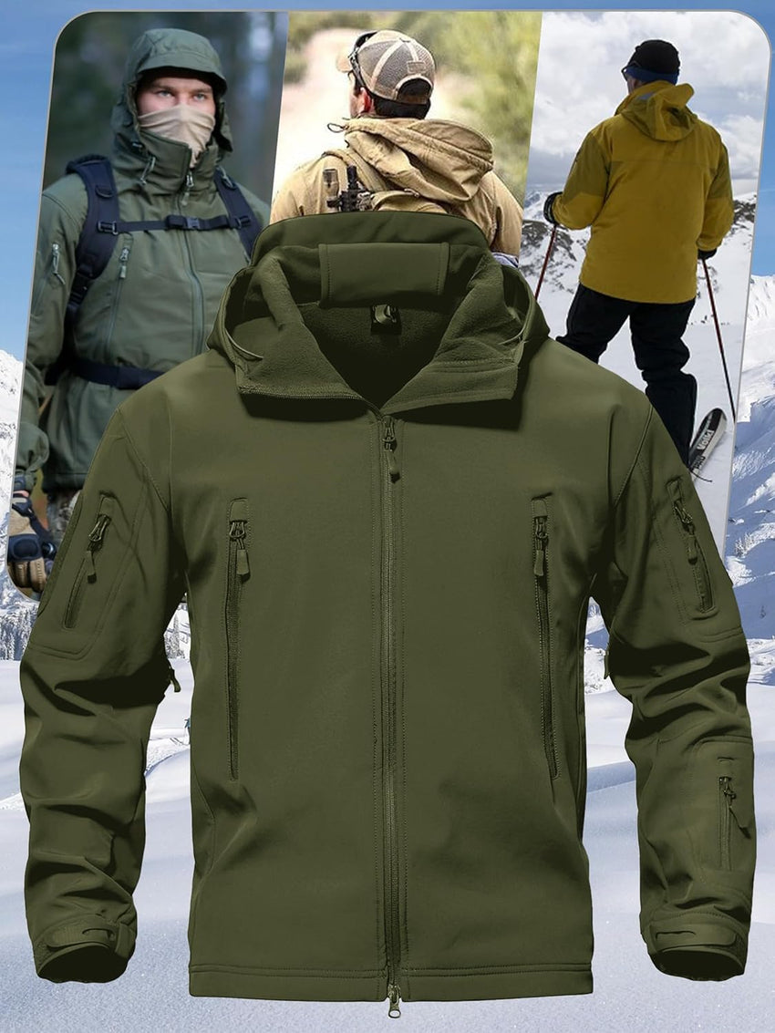 7DAY'S Men's Special Ops Military Tactical Soft Shell Winter Warm Fleece Lined Jacket Rain Hood Coat Hiking Snowboard