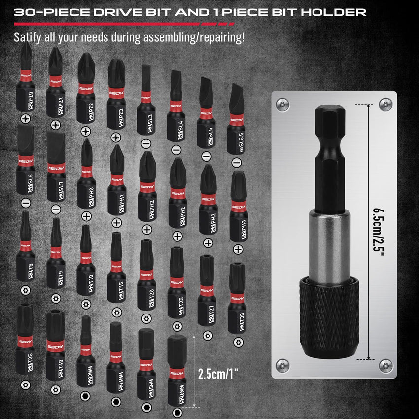 29-Piece 1/2" Drive Impact Socket Set, SAE (3/8 to 1 inch) and Metric (10-24mm) Sizes with Extension Bars Standard Deep Socket Set CR-V Material High Durability Impact Wrench
