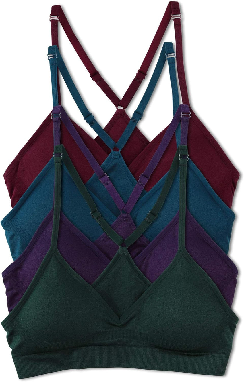 Kalon Women’s 4 Pack Racerback Sports Bralette Seamless Wireless Comfort Bra