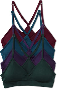 Kalon Women’s 4 Pack Racerback Sports Bralette Seamless Wireless Comfort Bra