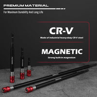 5-Piece 2", 4", 6", 12", 17" Extra Long Magnetic Screwdriver Bit Holders, 1/4 Inch Hex Shank Quick Release Extension Adapter, Durable CR-V Steel, Universal Fit for Impact Driver Bits