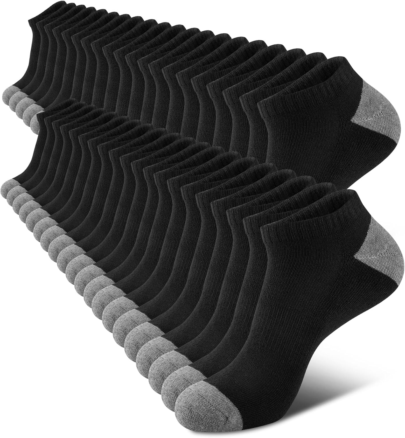 COOVAN 10 Pairs Mens Cushion Ankle Socks Men 10 Pack Low Cut Comfort Breathable Casual Socks