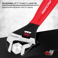 Adjustable Wrench Set Pipe Spanner: 6" 8" 10" Wide Jaw Black Oxide Wrench With Cushion Grip, Laser Marked Metric & SAE Scales, CR-V Steel for Professional