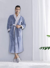 DAVID ARCHY Men's Soft Fleece Plush Robe Full Length Long Bathrobe