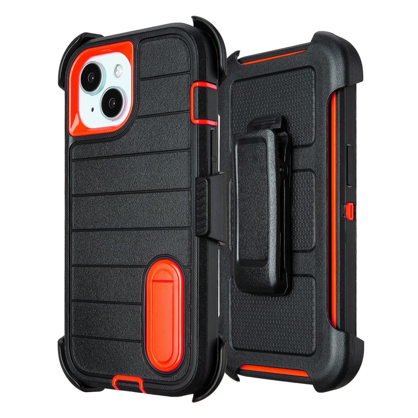 for Rugged iPhone 15 Case with Belt Clip Holster, Military Grade Heavy Duty Shockproof Cover for iPhone15 Case Protective with Stand 6.1 Inch (Black+Blue)