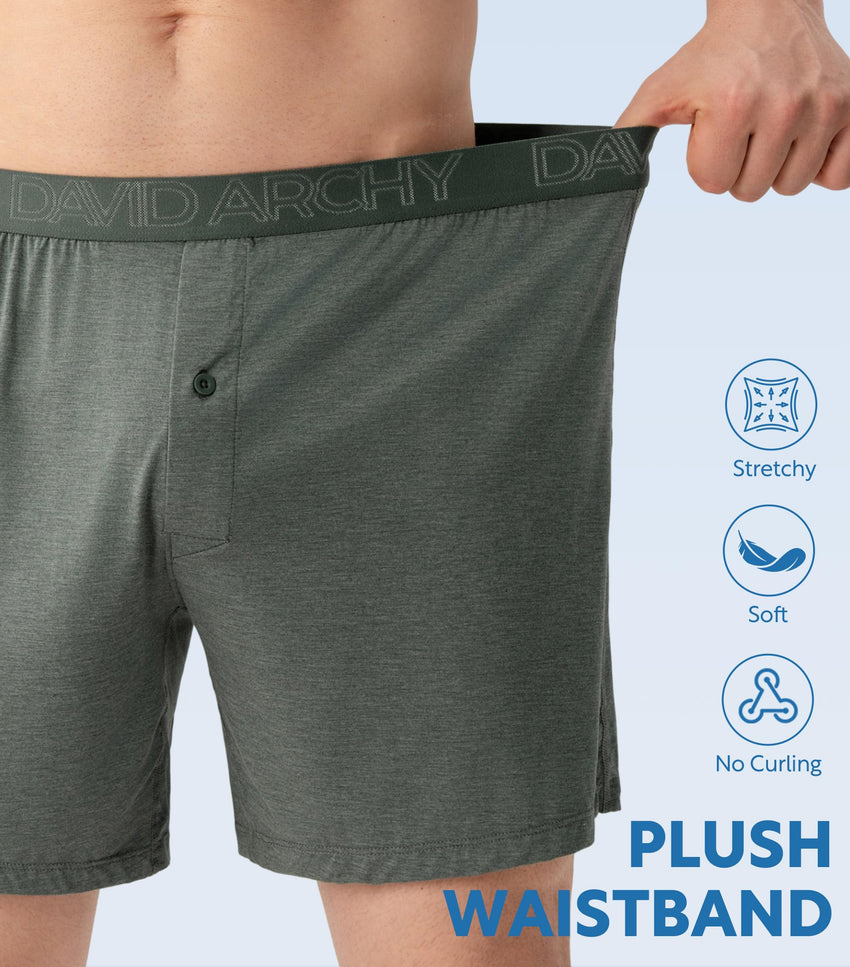 DAVID ARCHY Mens Boxers Soft Rayon Made from Bamboo Boxers for Men Pack Loose Underwear Cooling Mens Boxer Shorts
