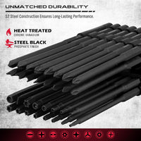 Extra Long Security Bit Set: 32-Piece S2 Steel Screwdriver Drill Bits for Tamper-Proof Screws, 6" Torx, PoziDriv, Spanner, Tri-Wing - Universal 1/4" Hex Shank for Electric, Impact Drills