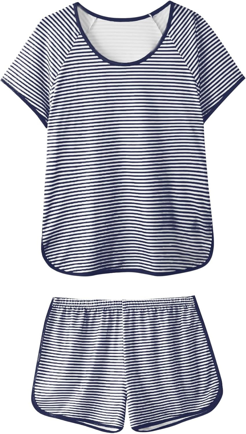 Hilinker Womens Sexy Pajama Set Ruched Lace Trim Cami and Shorts Summer Cute Pjs 2 Piece