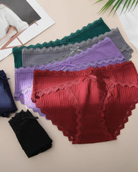 LEVAO Womens Underwear Cotton Cheeky Bikini Panties for Women Lace Stretch Hipster Ladies Briefs Multipack S-XXL