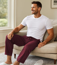 DAVID ARCHY Mens Pajama Pants Bamboo Rayon Lightweight Knit Sleep Bottoms, Soft Lounge Pants with Pockets PJs, 2 Pack