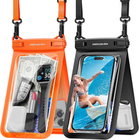 UNBREAKcable IPX8 Waterproof Phone Pouch 2-Pack, Double Space Waterproof Phone Case for iPhone 15 16 Pro Max up to 7", Cellphone Dry Bag with Lanyard for Vacation Beach Kayak Cruise Travel Essentials