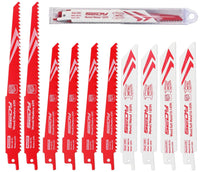 10-Piece Ultimate Reciprocating Saw Blade Set, Premium 6 & 8 Inch Wood & Metal Cutting Pruner Saw Blades with Storage Box