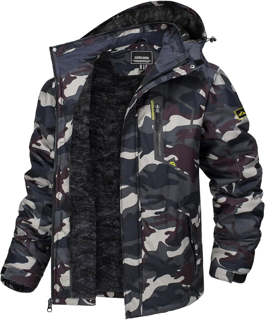 7DAY'S Men's Winter Skiing Jackets Water Resistant Fleece Coats Insulated Thermal Snowboard Jacket Parka Raincoat with Hood