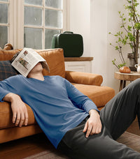 DAVID ARCHY Men's Pajamas Set Soft Cotton Long Sleeve Sleepwear Comfy Loungewear Pjs with Pockets