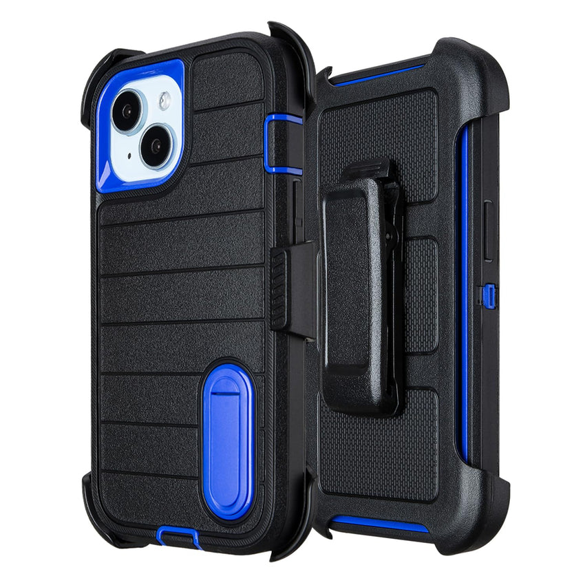 for Phone case iPhone 13 Case with Belt Clip, Heavy Duty Military Grade Drop iPhone13 Protective Case, Shockproof Defender Cover for iPhone 13 Cases 6.1 inch (Black+Blue)