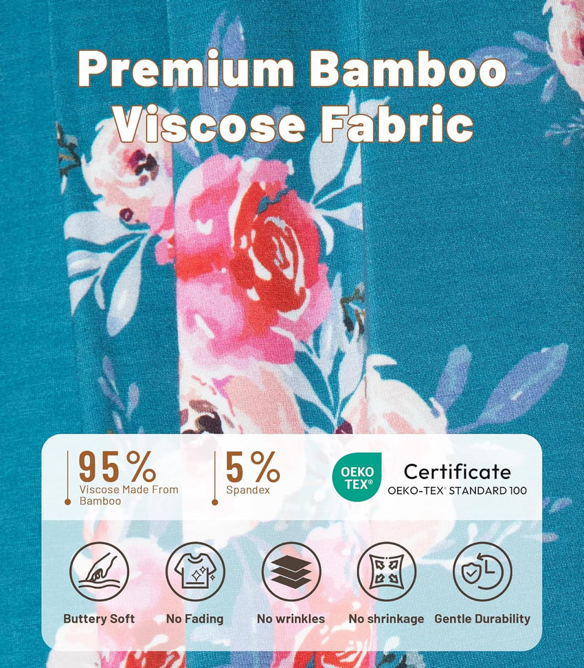 NACHILA Women’s Pajamas-Viscose Made from Bamboo, Short Sleeve Pjs Top with Capri Pajama Sets for Women Cool V Neck Sleepwear