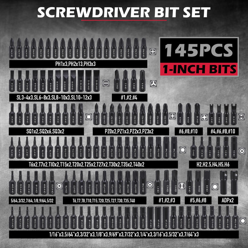 232-Piece Ultimate Screwdriver Bit Set, Cr-V Impact Driver Bit Set Includes Security Bits,Nut Driver, Ratchet Wrench and Bits Holder