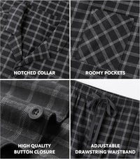 DAVID ARCHY Men's Pajamas Set Flannel Pjs Sets Ultra-Soft Cotton Pajamas for Men Classic Plaid Lounge Set with Roomy Pockets