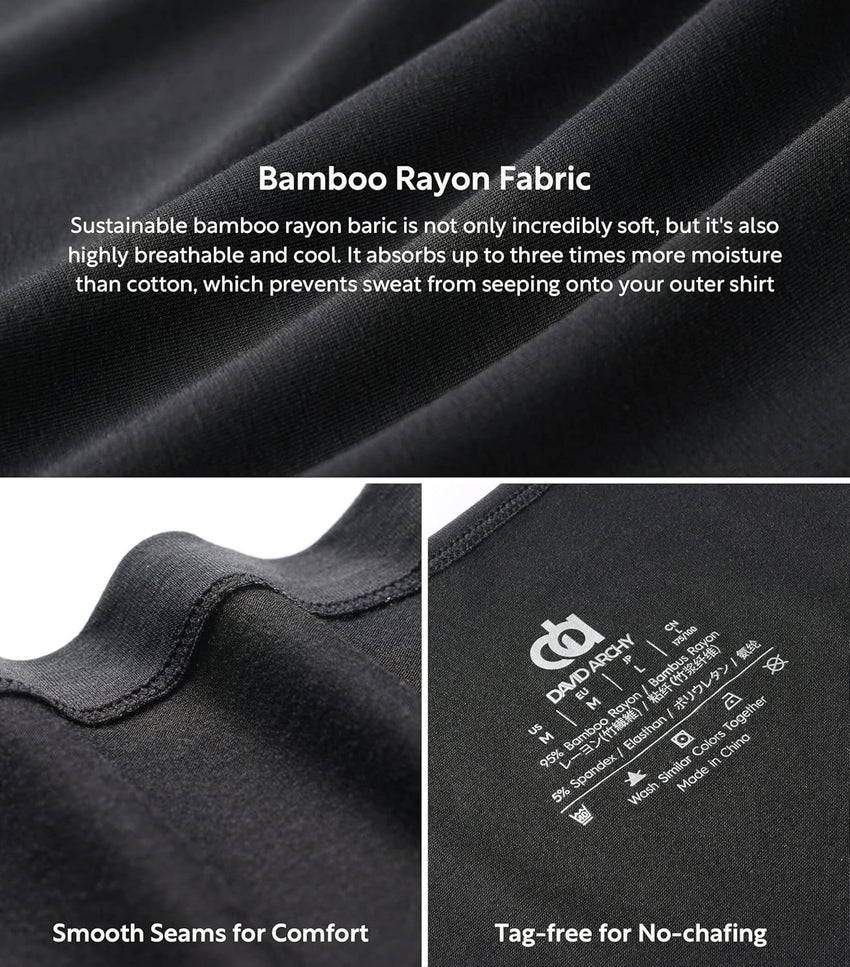 DAVID ARCHY Men's Tank Top Bamboo Rayon Undershirts Tank Shirt Moisture-Wicking A-Shirt for Men, 3 or 5 Pack