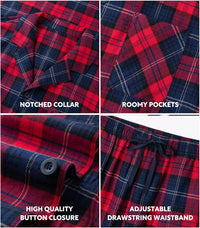 DAVID ARCHY Men's Pajamas Set Flannel Pjs Sets Ultra-Soft Cotton Pajamas for Men Classic Plaid Lounge Set with Roomy Pockets