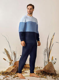 DAVID ARCHY Mens Pajamas Set Ultra-Soft Fleece Pajamas Warm Sleepwear Long Sleeve Lounge Set with Pockets