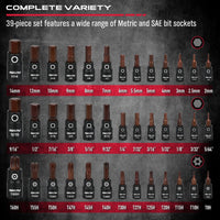 Hex Bit Impact Socket Set: 36-Piece with 4 Adapters, 1/4" 3/8" 1/2" Drive Master Allen Impact Socket Set, SAE and Metric, H5-H19 & 3/4"-5/64", Heavy Duty Storage Case, Automotive Mechanic